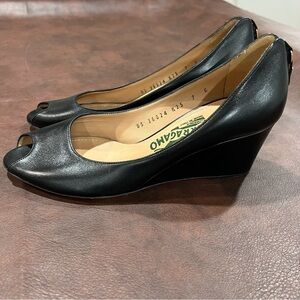 Salvatore Ferragamo Peep Toe Wedge